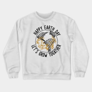 Happy Earth Day One Line Art Flowers Crewneck Sweatshirt